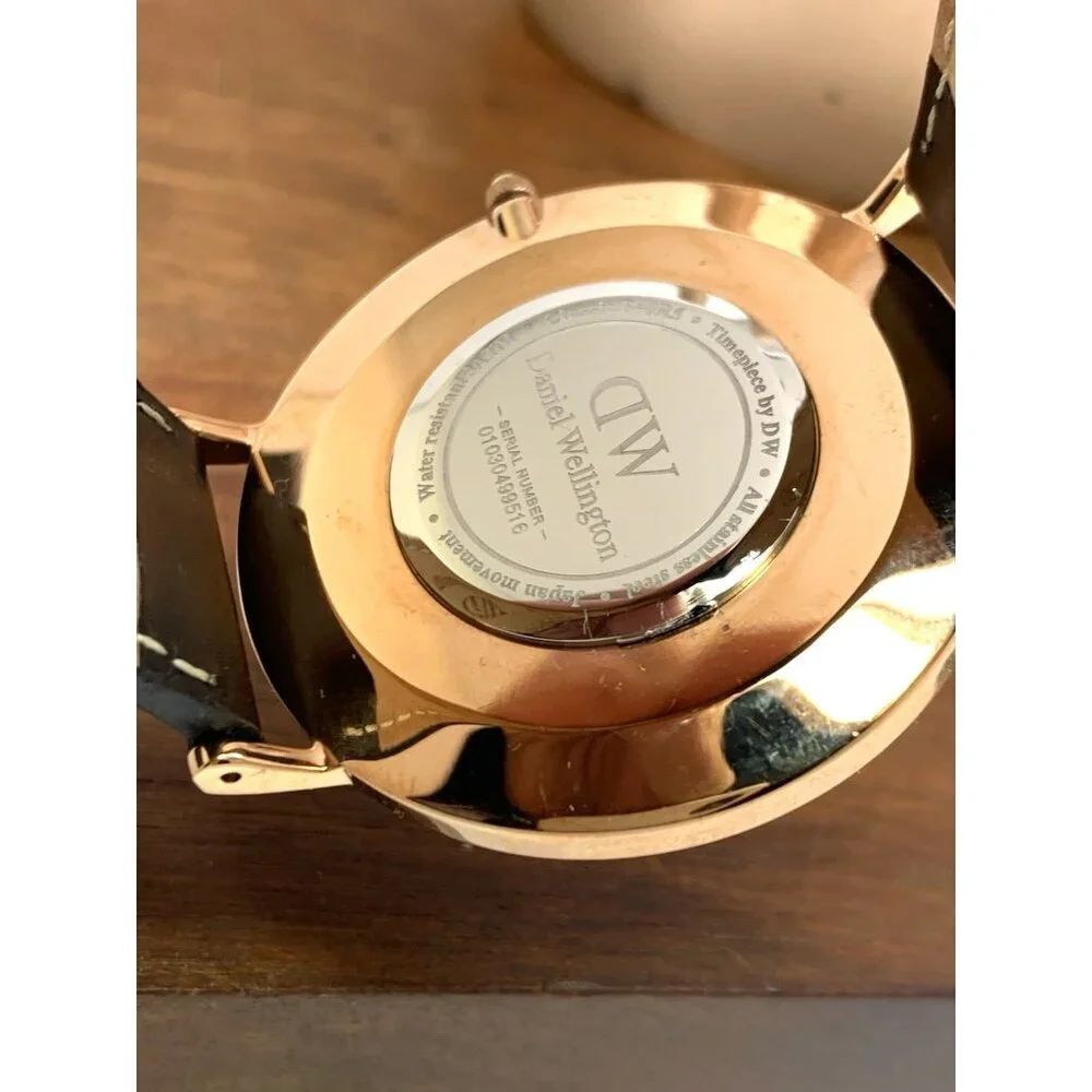 Daniel Wellington Men's Watch DW00100127 Rose Gold Black Dial 41mm Leather Band